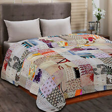 Colcha de retalhos indiana Kantha feita à mão colcha de seda cobertor boho vintage comprar usado  Enviando para Brazil