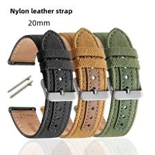 Pulseira de relógio masculina de couro lona náilon liberação rápida pino escovado fivela 20 mm, usado comprar usado  Enviando para Brazil