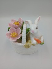 Maruri Masterpiece Fine Bone China Basket Bunny Pink Flowers Easter 3,5" *Leia*, usado comprar usado  Enviando para Brazil