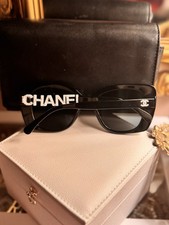 Óculos de sol feminino Chanel quadrado preto acetato comprar usado  Enviando para Brazil