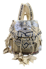 Mochila de mão Simone Camille feminina bolso frontal couro pintada à mão branca comprar usado  Enviando para Brazil