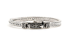 Pulseira masculina de prata esterlina 925 8" trançada Bali feita à mão elo de corrente sólida real comprar usado  Enviando para Brazil