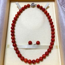 Usado, Conjunto de brinco colar coral contas naturais prata 10 mm comprar usado  Enviando para Brazil