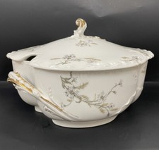 Sopa coberta de porcelana antiga França Haviland & Co Limoges azul branco Tureen, usado comprar usado  Enviando para Brazil