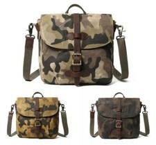 Usado, Bolsa de viagem unissex tiracolo couro lona encerada impermeável camuflagem ombro  comprar usado  Enviando para Brazil