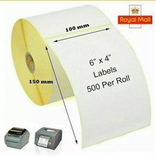 Etiquetas térmicas diretas 4x6" 100x150mm 500/rolo Zebra Eltron Datamax Citizen 6x4, usado comprar usado  Enviando para Brazil