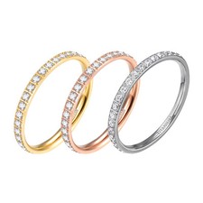 Aliança de casamento feminina de noivado de titânio folheada a ouro anel da eternidade zircônia cúbica comprar usado  Enviando para Brazil