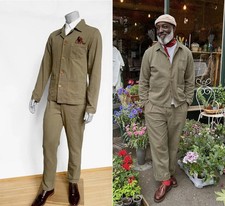 Terno de trabalho francês verde espinha de peixe desbotado 100% algodão - todas as ocasiões, usado comprar usado Terno de trabalho francês verde espinha de peixe desbotado 100% algodão - todas as ocasiões, usado comprar usado  Enviando para Brazil