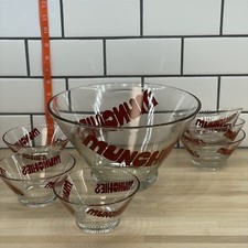 Conjunto de tigela de vidro vintage Munchies Wheaton tipografia vermelha conjunto pesado de 7 * comprar usado  Enviando para Brazil