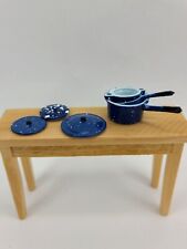 6 Pc Miniatura Granite Ware (Azul respingo) Panelas E Tampas 1:12 Cozinha Casa De Boneca comprar usado  Enviando para Brazil