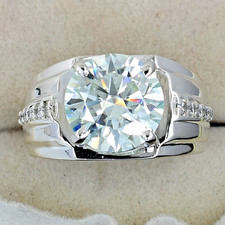 Anel masculino de prata esterlina 925 | Moissanite certificada 9,25 quilates | Solitário ousado, usado comprar usado  Enviando para Brazil