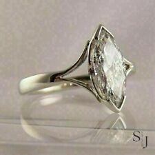 Anillo de compromiso solitario moissanita corte marquesa de 1,75 quilates oro blanco sólido de 14 k segunda mano  Embacar hacia Argentina