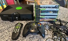 Pacote de console de videogame preto original Microsoft Xbox e 14 jogos e DVD comprar usado  Enviando para Brazil