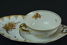 Bandeja antiga de café da manhã/copo egoísta e som porcelana Limoges branco e dourado comprar usado  Enviando para Brazil
