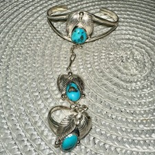 Pulseira escrava vintage nativa americana navajo turquesa prata esterlina tamanho 7 comprar usado  Enviando para Brazil