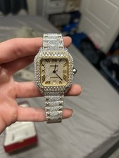 CARTIER SANTOS W2SA00163 35MM MOSTRADOR DE DIAMANTE CHAMPANHE COM PULSEIRA DE DOIS TONS comprar usado  Enviando para Brazil