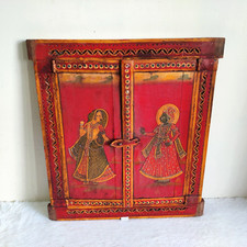 Usado, Janela de madeira arquitetônica vintage pintada à mão King Queen rara colecionável W157 comprar usado  Enviando para Brazil