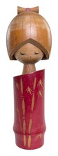 Creative Kokeshi 7" Red Bamboo Shoot Girl - Boneca Sosaku Japonesa Vintage de Madeira comprar usado  Enviando para Brazil