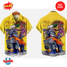 Camisa havaiana personalizada Rat Fink - Monstro dragster lendário, aparência retrô chamas comprar usado  Enviando para Brazil
