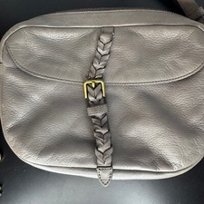 Bolsa tiracolo de couro cinza claro macio fóssil detalhe de fivela trançada bolsa pequena comprar usado  Enviando para Brazil