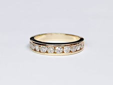 SPARKLY ouro 14ky 0,75 ctw. Anel de banda de canal 10 diamantes 4 mm de largura tamanho 6,25 comprar usado  Enviando para Brazil