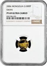 Mongolia 1000 Tögrög 2006, NGC PF69 UC, "Świat zwierząt - Łabędź garbowy (Cygnus olor)" na sprzedaż  Wysyłka do Poland