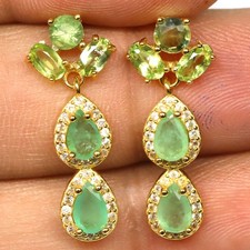 Brincos Giff For Her prata 925 verde esmeralda, peridoto, safira e zircão comprar usado  Enviando para Brazil