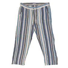 Calça feminina Dash mistura de linho listra azul média cordão boho aconchegante praia comprar usado  Enviando para Brazil