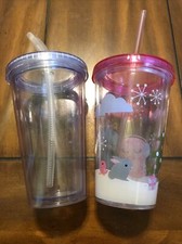 Copo acrílico parede dupla 18 oz Natal e transparente com palha e tampa comprar usado  Enviando para Brazil