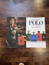 VINTAGE RALPH LAUREN POLO BANNER TOALHA DE MESA FRAGRÂNCIA COLÔNIA 2 LADOS 42 X 33,5 comprar usado  Enviando para Brazil