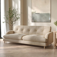 Beige velvet seater for sale  HUDDERSFIELD