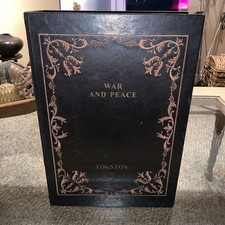 Caixa de Armazenamento de Livros Livro Secreto Guerra e Paz Tolstói Couro Encadernado 14 X 10 Forrado comprar usado  Enviando para Brazil