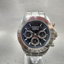 Usado, Technos relógio cronógrafo masculino 39mm mostrador preto tom prata redondo nova bateria comprar usado  Enviando para Brazil