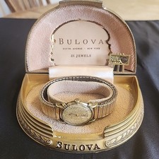 Usado, Antigo BULOVA 1950'S Relógio Masculino 21 Joias com Estojo Art Deco Original Folheado a Ouro 10k comprar usado  Enviando para Brazil