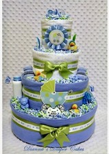 Bolo de fraldas para bebês meninos azul chuveiro presente peça central carrinho de bebê recém-nascido, usado comprar usado  Enviando para Brazil