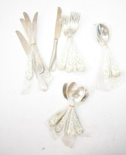 Conjunto de talheres 24 peças design floral/folha alças acabamento cromado kit de talheres comprar usado  Enviando para Brazil