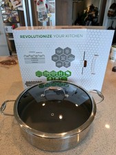 Usado, Panela refogada híbrida antiaderente HexClad com tampa torrador de frango 7 quartos 12,5 polegadas comprar usado  Enviando para Brazil