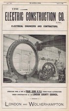 ELECTRIC CONSTRUCTION CO London/Wolverhampton -Antigo anúncio de engenharia 1905, usado comprar usado  Enviando para Brazil