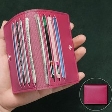 CARTEIRA PORTA-CARTÃO FEMININA SIMPLES LEVE FINA CURTA PVC BOTÃO 8 SLOTS PARA CARTÕES ROSA comprar usado  Enviando para Brazil