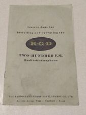 Rgd radiogram instructions for sale  COVENTRY