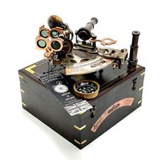 Instrumentos de barco astrolabio marino antiguos de latón vintage con caja de madera regalo segunda mano  Embacar hacia Mexico