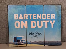 Placa de barra de madeira Bartender on Duty Blue Chair Bay Premium Rum comprar usado  Enviando para Brazil
