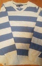 🔥Tommy Hilfiger Moletom Suéter Masculino Logotipo Listrado Azul Branco Casual XXL, usado comprar usado  Enviando para Brazil