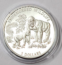 Cook Island 5$ 1996 PP Silber 1oz Gorilla mit Jungem Endangered Wildlife WWF comprar usado  Enviando para Brazil