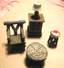 Miniatura casa de bonecas móveis de jardim de fadas cadeira banquinho mesa mesa abajur comprar usado  Enviando para Brazil