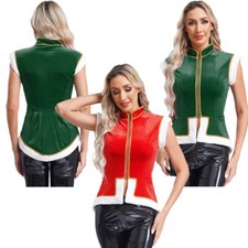 Top Feminino Colete de Férias Roupas Fantasia Papai Noel Natal Cosplay Clubwear, usado comprar usado  Enviando para Brazil