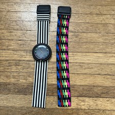 Usado, Relógio Swatch Pop Vintage, Fabricado na Suíça, Rosto de Pontos Coloridos e Duas Pulseiras de Relógio comprar usado  Enviando para Brazil