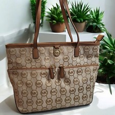 Bolsa de ombro Michael Kors Kempton Signature bolsa tote certificado de autenticidade marrom couro jacquard LOGOTIPO, usado comprar usado  Enviando para Brazil
