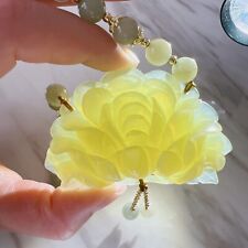 Deslumbrante colar de contas de jade natural com pingente de flor de jade natural comprar usado  Enviando para Brazil
