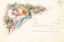 Cartão postal vintage B251 detalhes do anúncio de nascimento rosas flores bebê no berço comprar usado  Enviando para Brazil